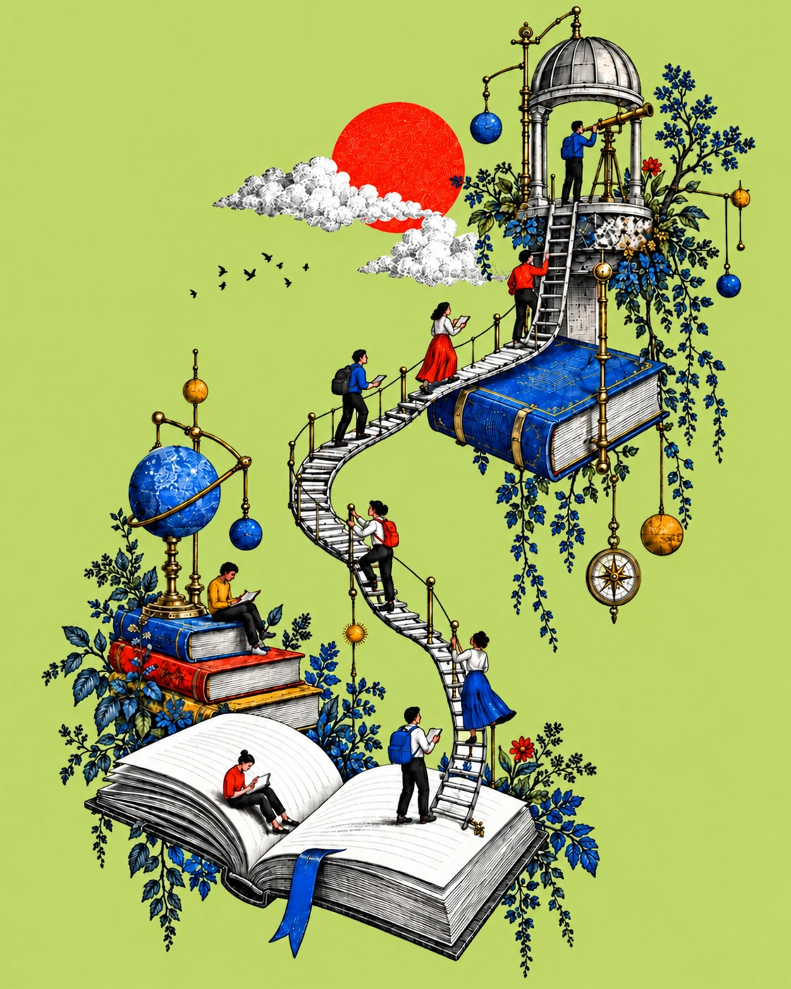 Researchers building a path between books and a small observatory